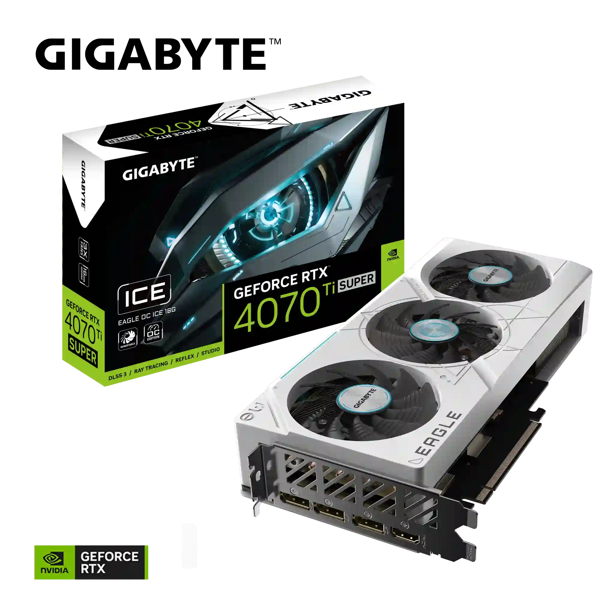 Видеокарта GIGABYTE GeForce RTX 4070 Ti Super Eagle OC Ice 16G (GV-N407TSEAGLE OC ICE-16GD)