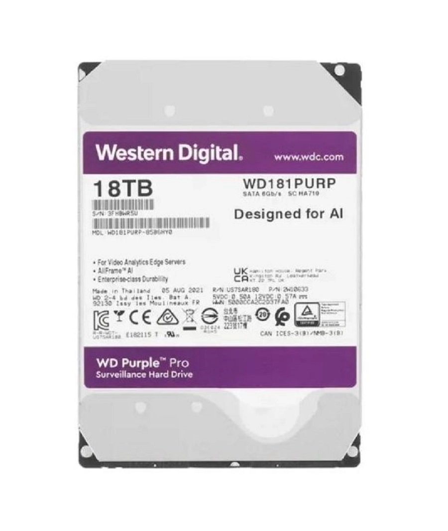 Внутренний HDD диск WD Purple Pro 8TB, SATA3, 3.5" (WD181PURP)