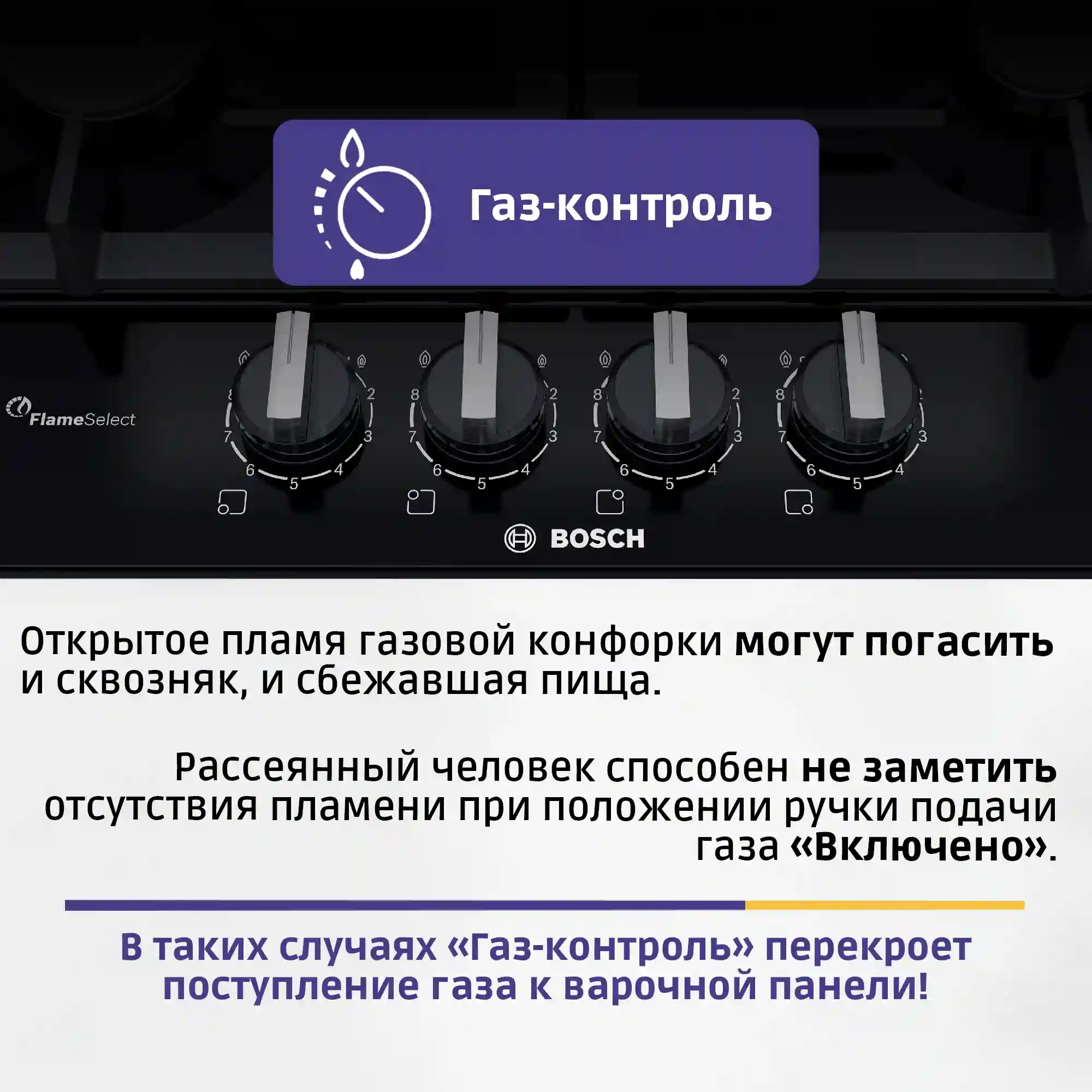 Встраиваемая газовая панель BOSCH PCP6A6B90R