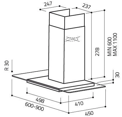 Вытяжка каминная ELICA FLAT GLASS IX/A/90 68516390A