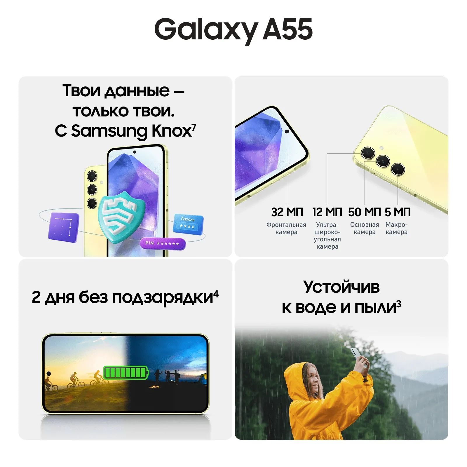 Смартфон SAMSUNG GALAXY A55 128GB Yellow (SM-A556EZYACAU)