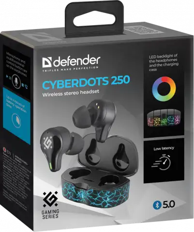 Наушники беспроводные DEFENDER CyberDots 250 Black (63250)