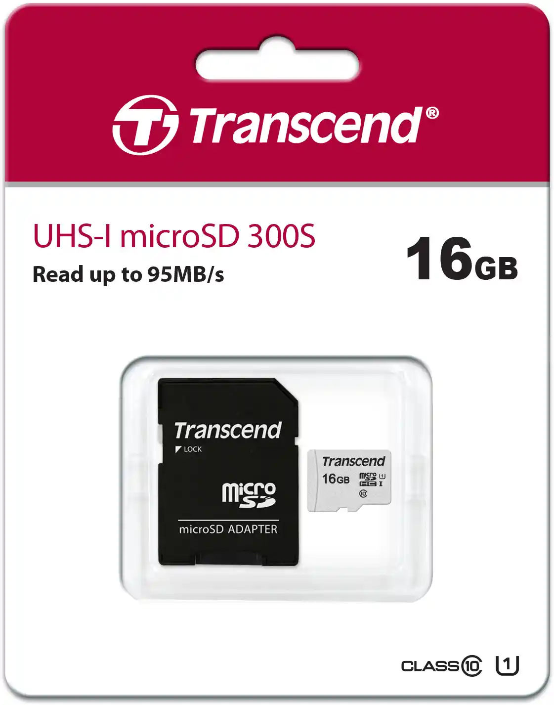Карта памяти TRANSCEND 300S-A microSDHC 16GB TS16GUSD300S-A