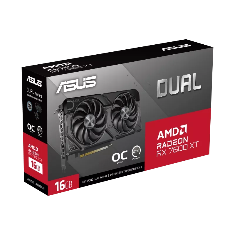 Видеокарта ASUS Radeon DUAL RX 7600 XT OC 16GB (90YV0K21-M0NA00)