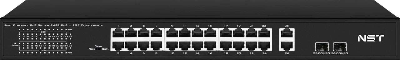 PoE-коммутатор NST Fast Ethernet RJ45x24 (NS-SW-24F2G-P)