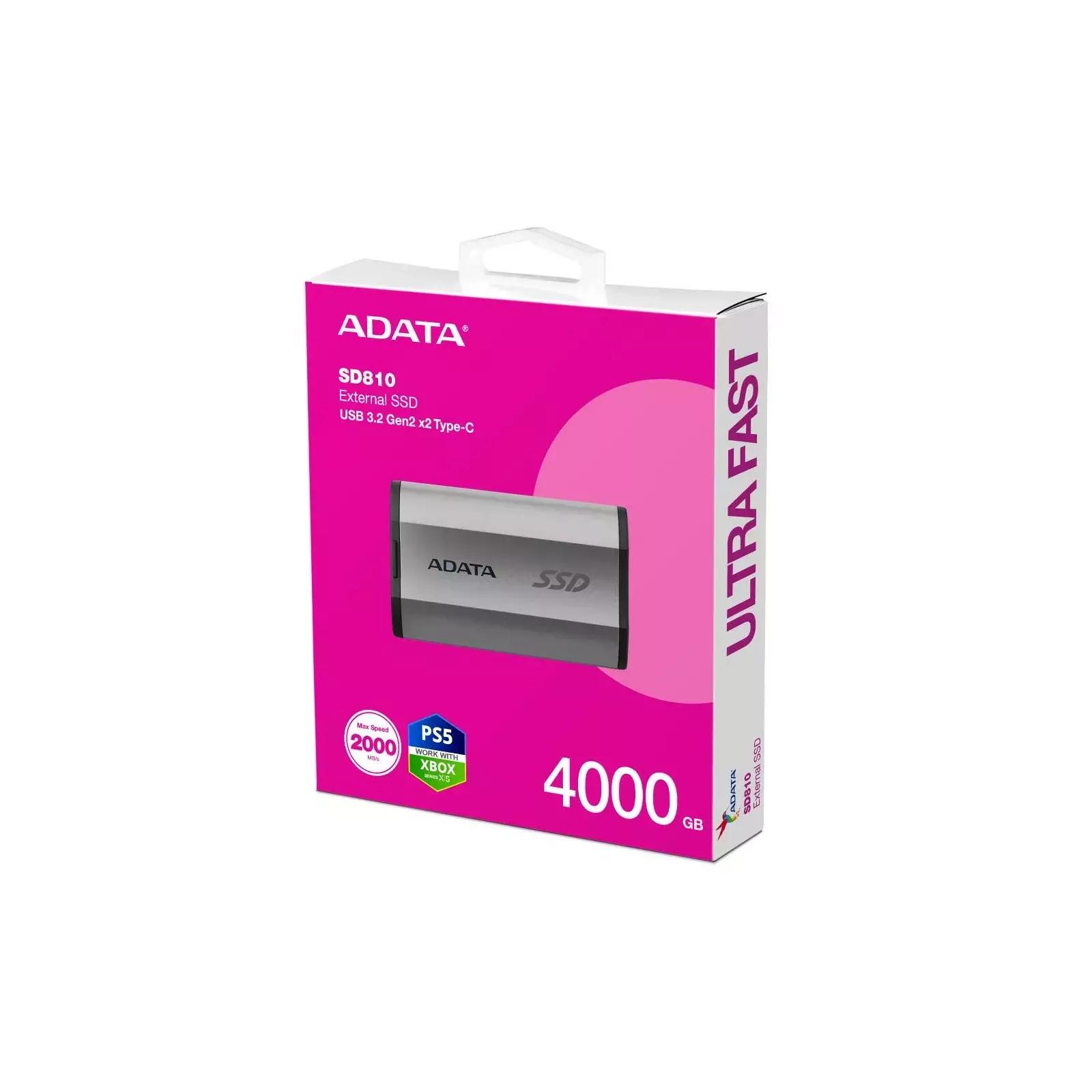 Внешний SSD диск ADATA External SSD SD810, 4000GB, Silver (SD810-4000G-CSG)