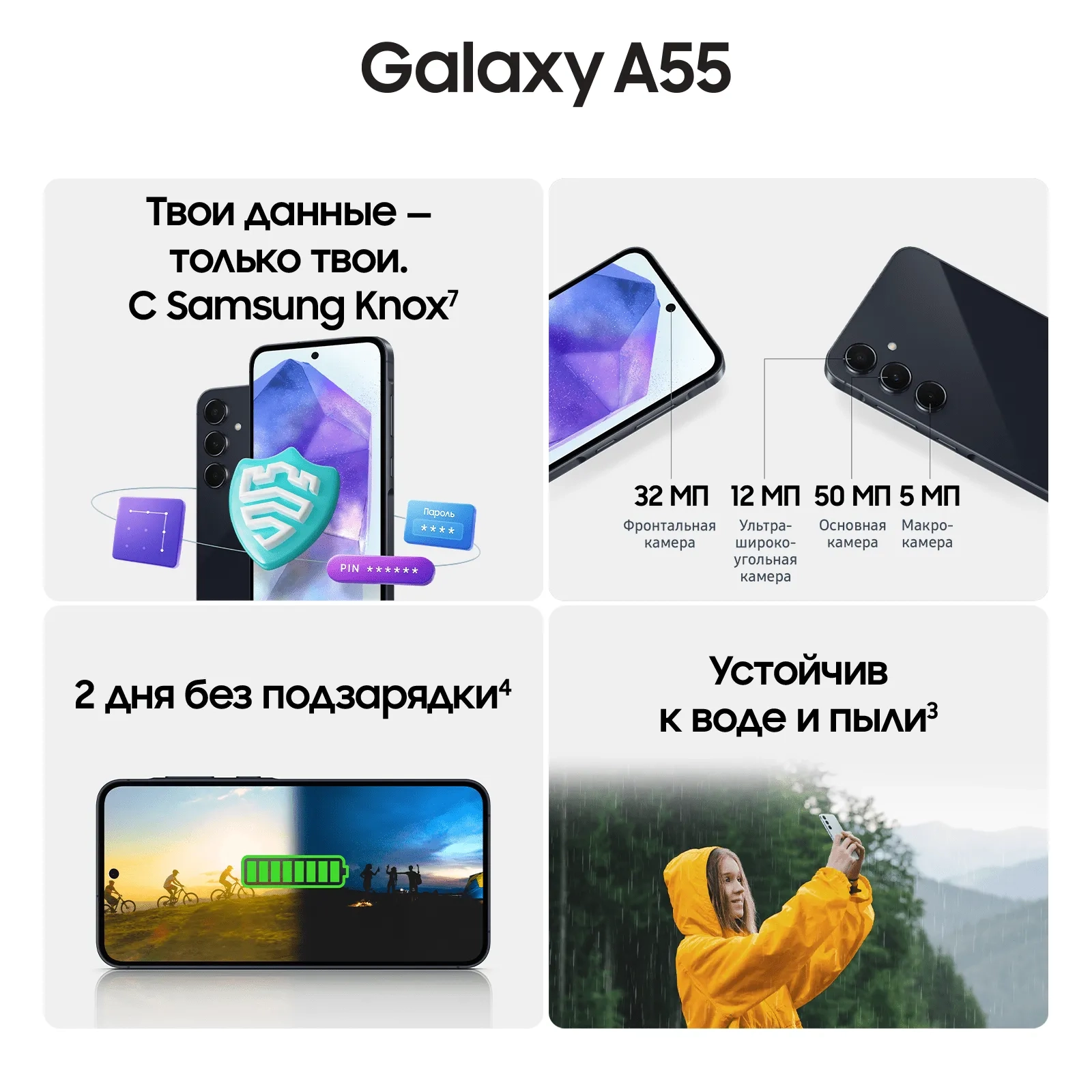 Смартфон SAMSUNG GALAXY A55 128GB Blue Black (SM-A556EZKACAU)