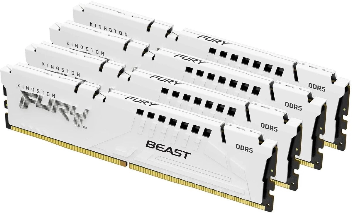 Оперативная память KINGSTON FURY Beast White DIMM DDR5 64GB (4x16GB) 6000 MHz (KF560C40BWK4-64)