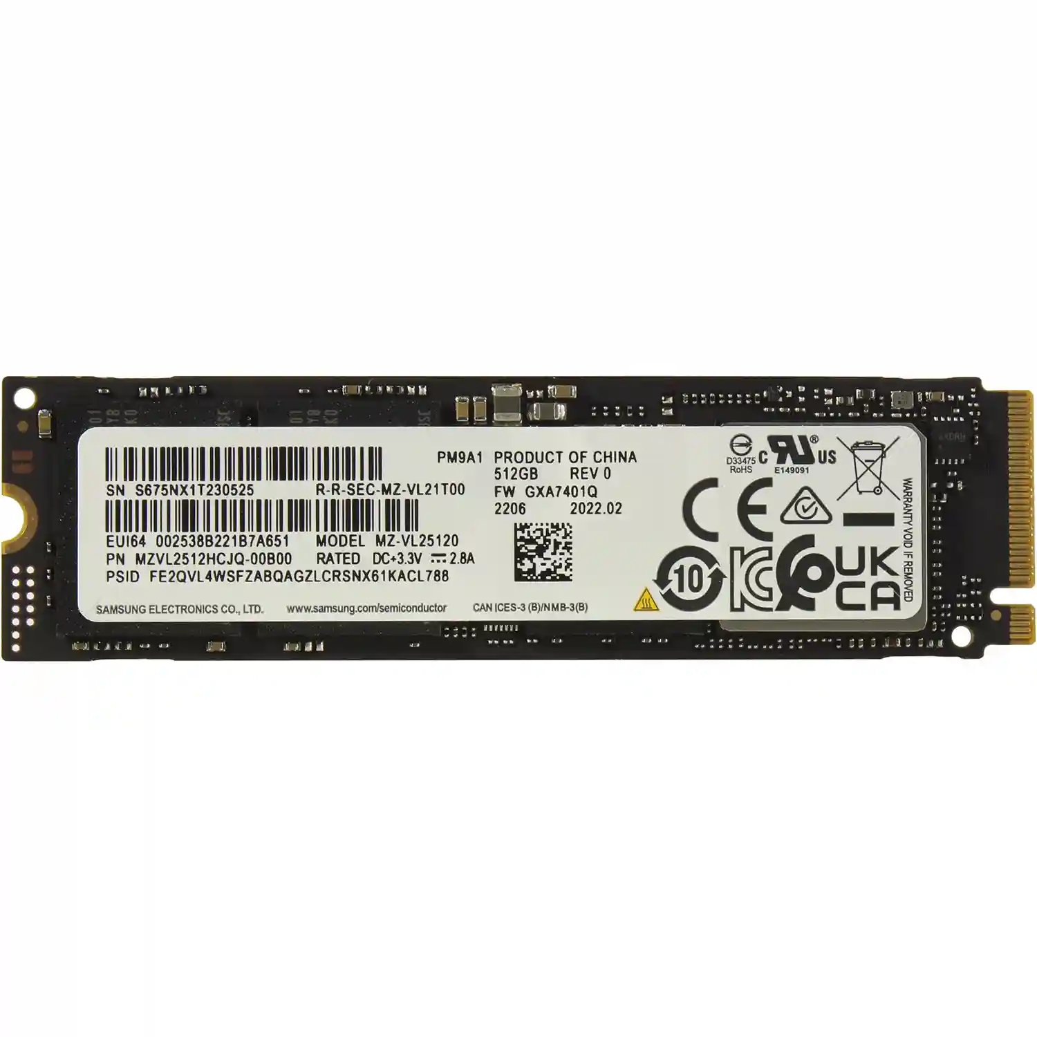 Внутренний SSD диск SAMSUNG PM9A1 512GB, M.2 (MZVL2512HCJQ-00B00)