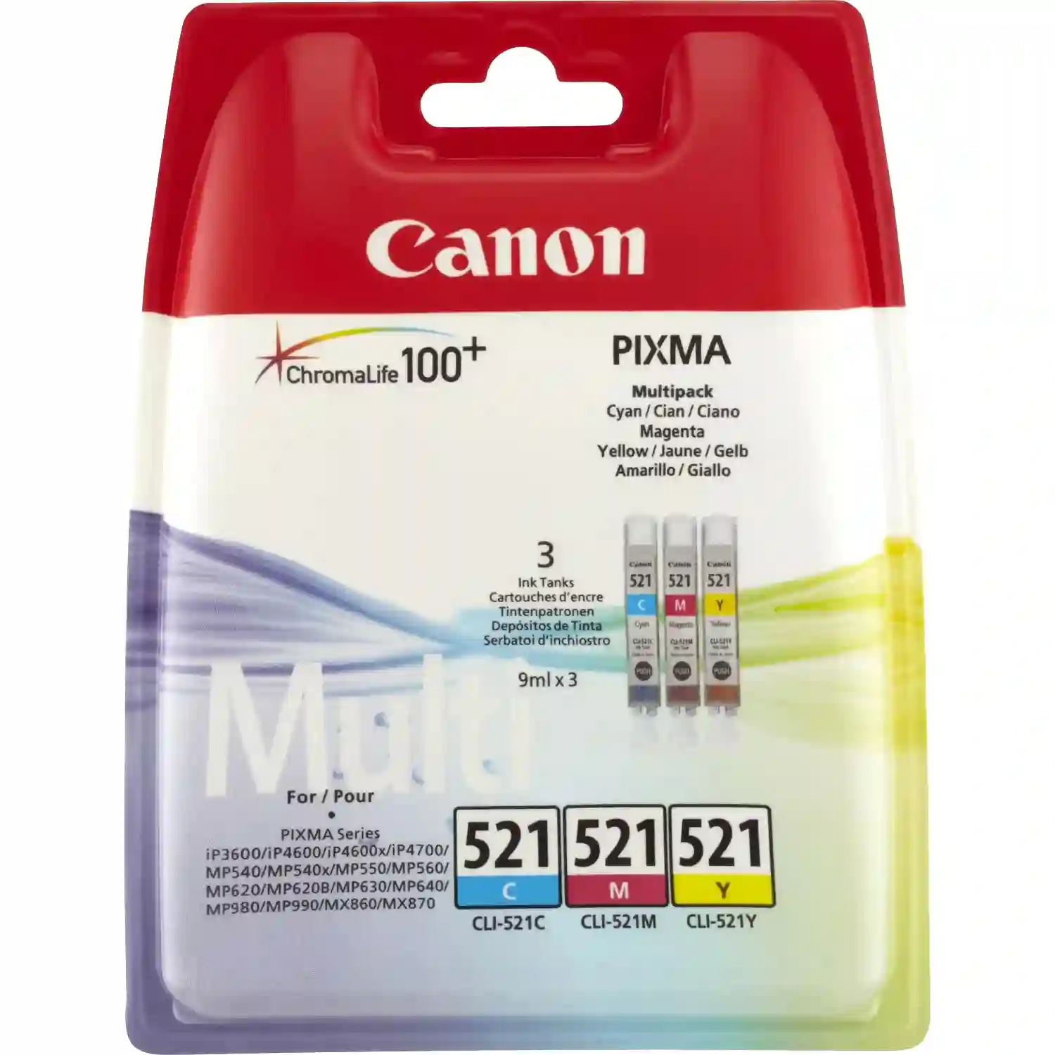 Набор картриджей для струйного принтера CANON CLI-521C/M/Y (2934B010)