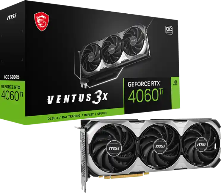 Видеокарта MSI GeForce RTX 4060 Ti Ventus 3X E 8G