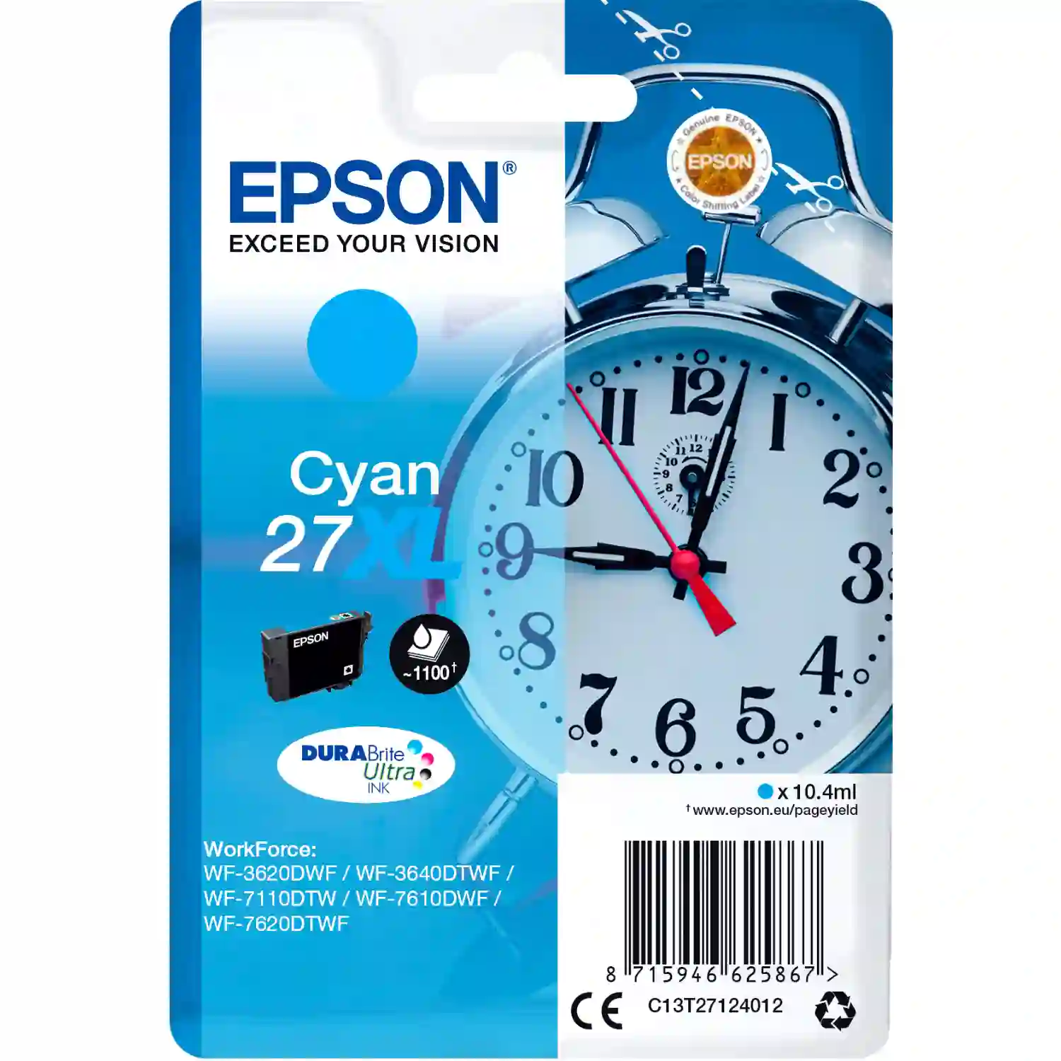 Картридж для струйного принтера EPSON T2712 Cyan XL (C13T27124022)