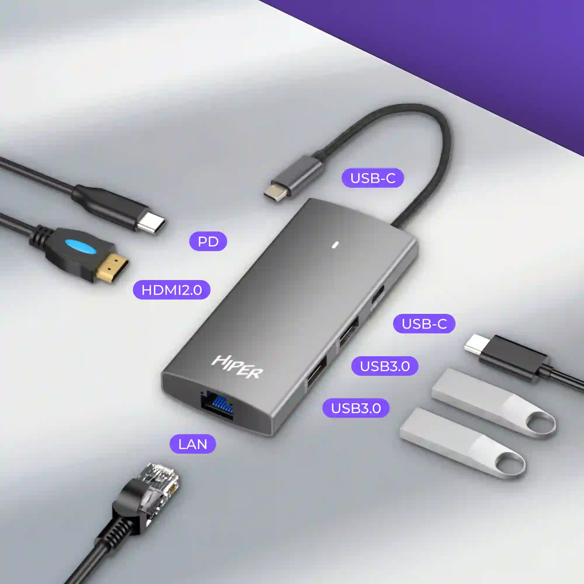 Док-станция HIPER USB-C HUB 6in1 (HP-DS6-01)