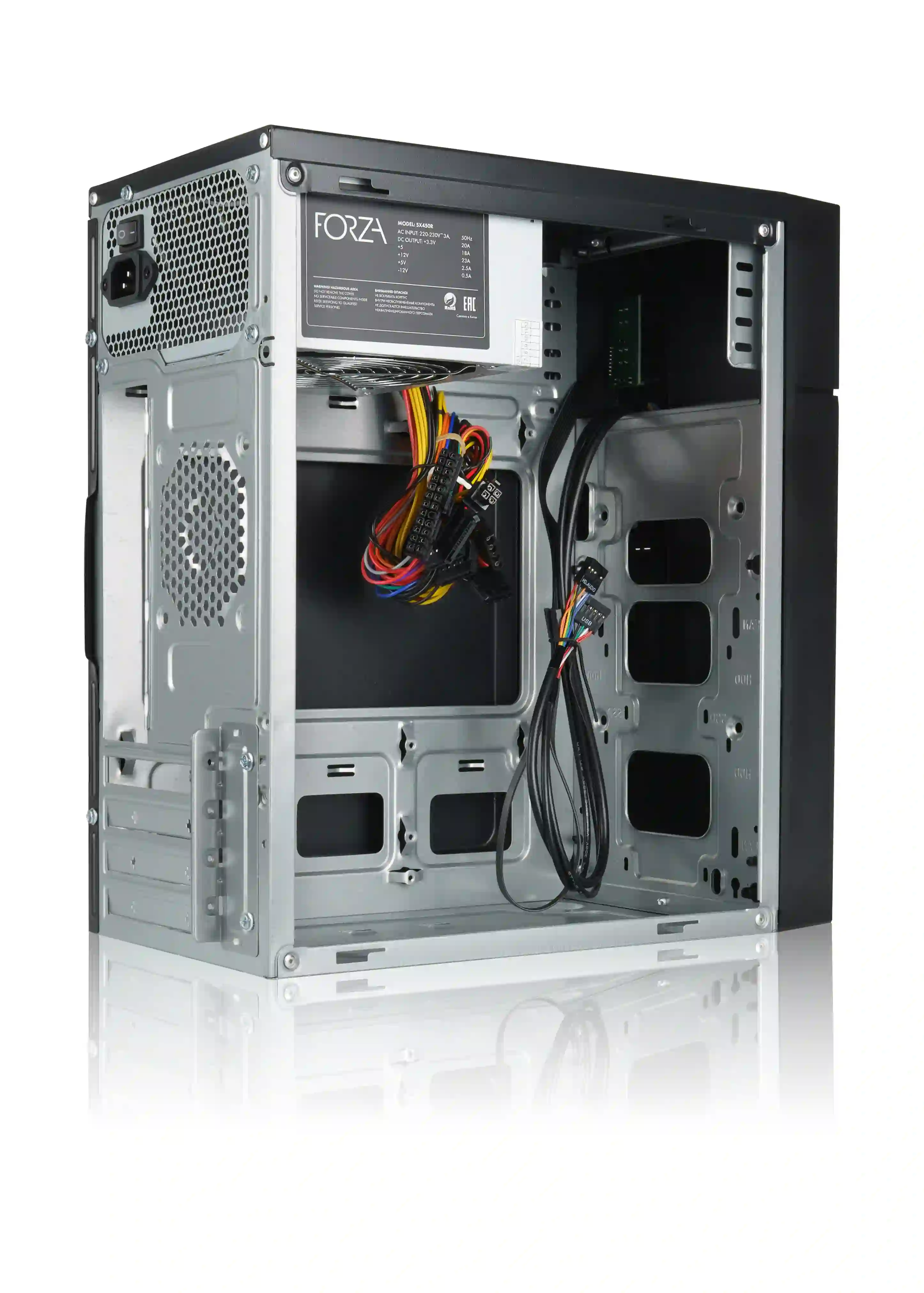 Корпус для ПК с БП FOXLINE Forza Black (FZ-017-SX450R)