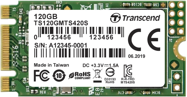 Внутренний SSD диск TRANSCEND 420S 120GB, SATA3, M.2 (TS120GMTS420S)