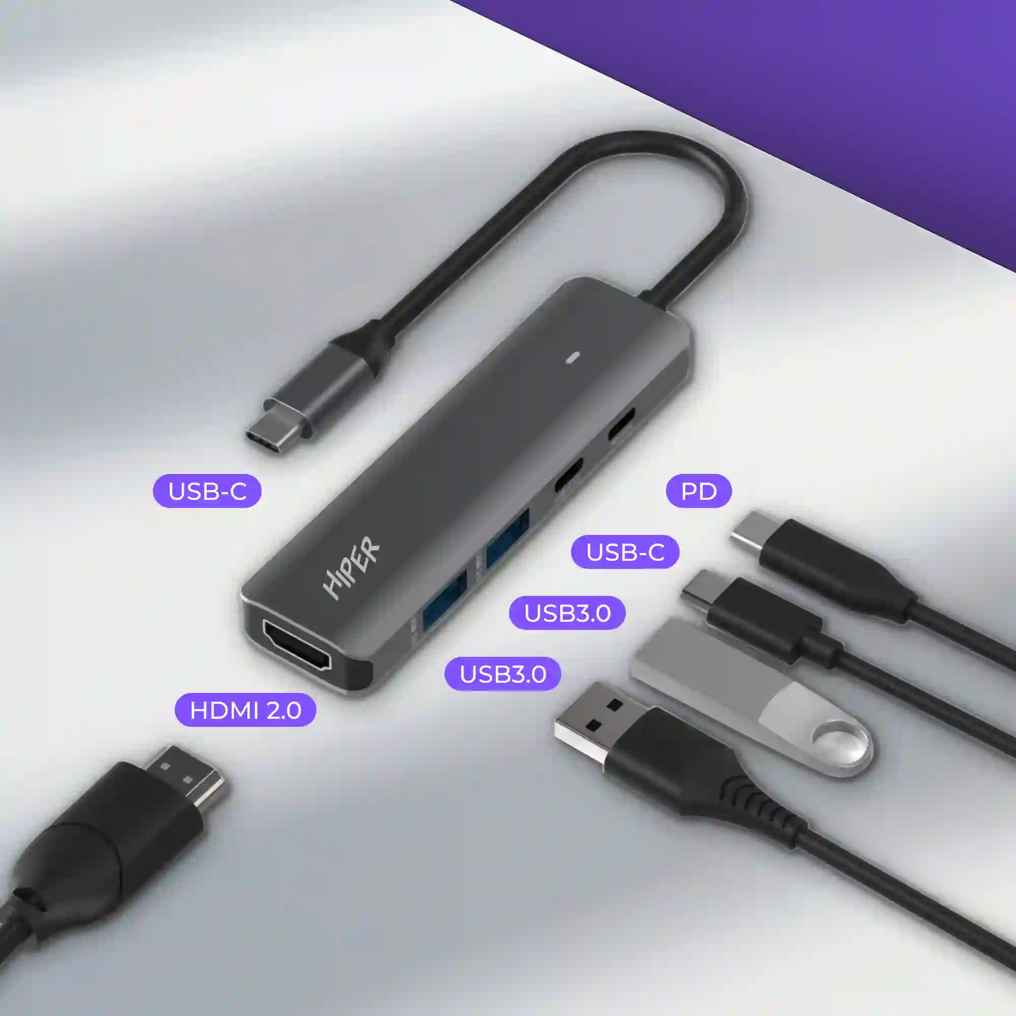 Док-станция HIPER USB-C HUB 5in1 (HP-DS5-03)