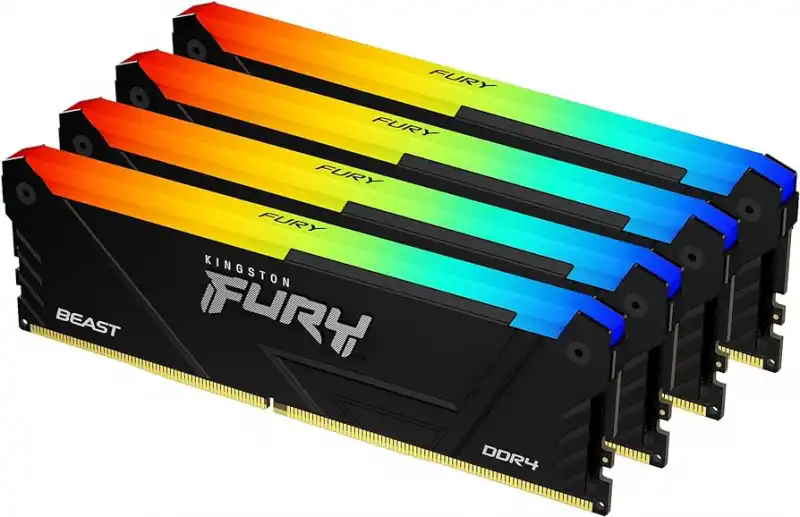 Оперативная память KINGSTON FURY Beast RGB DIMM DDR4 128GB  (Kit of 4) 3600MHz (KF436C18BB2AK4/128) оперативная память netac ntswd4p36dp 16w ddr4 2x8gb 3600mhz