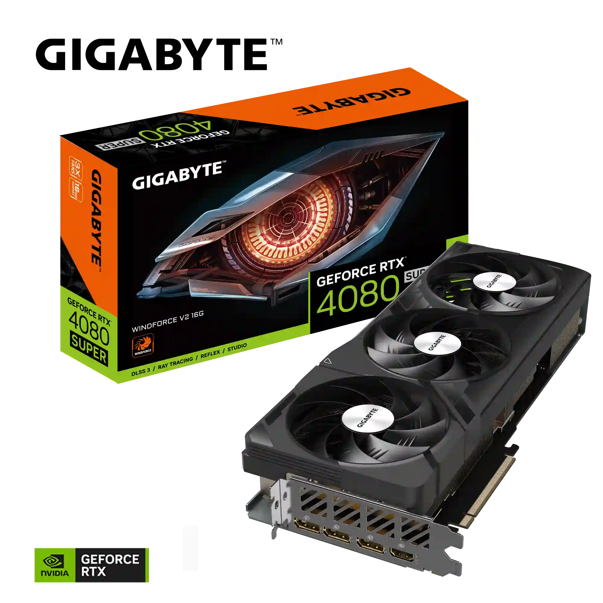 Видеокарта GIGABYTE GeForce RTX 4080 Super WindForce V2 16Gb (GV-N408SWF3V2-16GD)