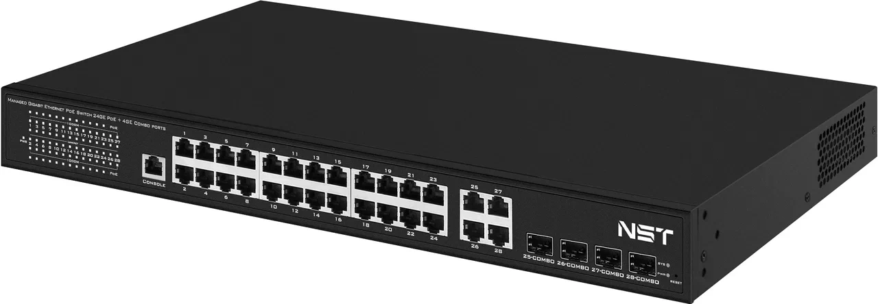 PoE-коммутатор управляемый NST Gigabit Ethernet L2 (NS-SW-24G4G-PL)