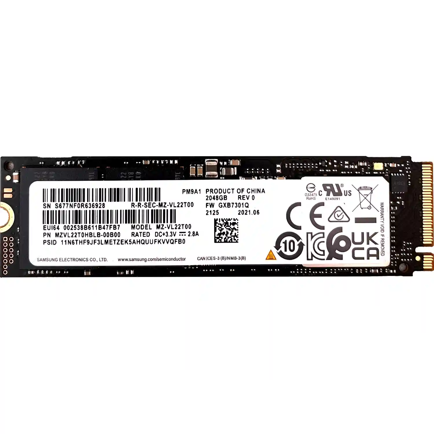 Внутренний SSD диск SAMSUNG PM9A1 2TB, M.2 (MZVL22T0HBLB-00B00)