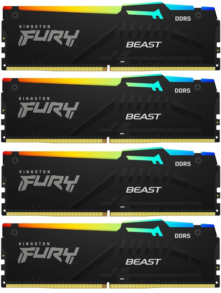 Оперативная память KINGSTON FURY Beast RGB DIMM DDR5 128GB (4x32GB) 5200 MHz (KF552C40BBAK4-128)