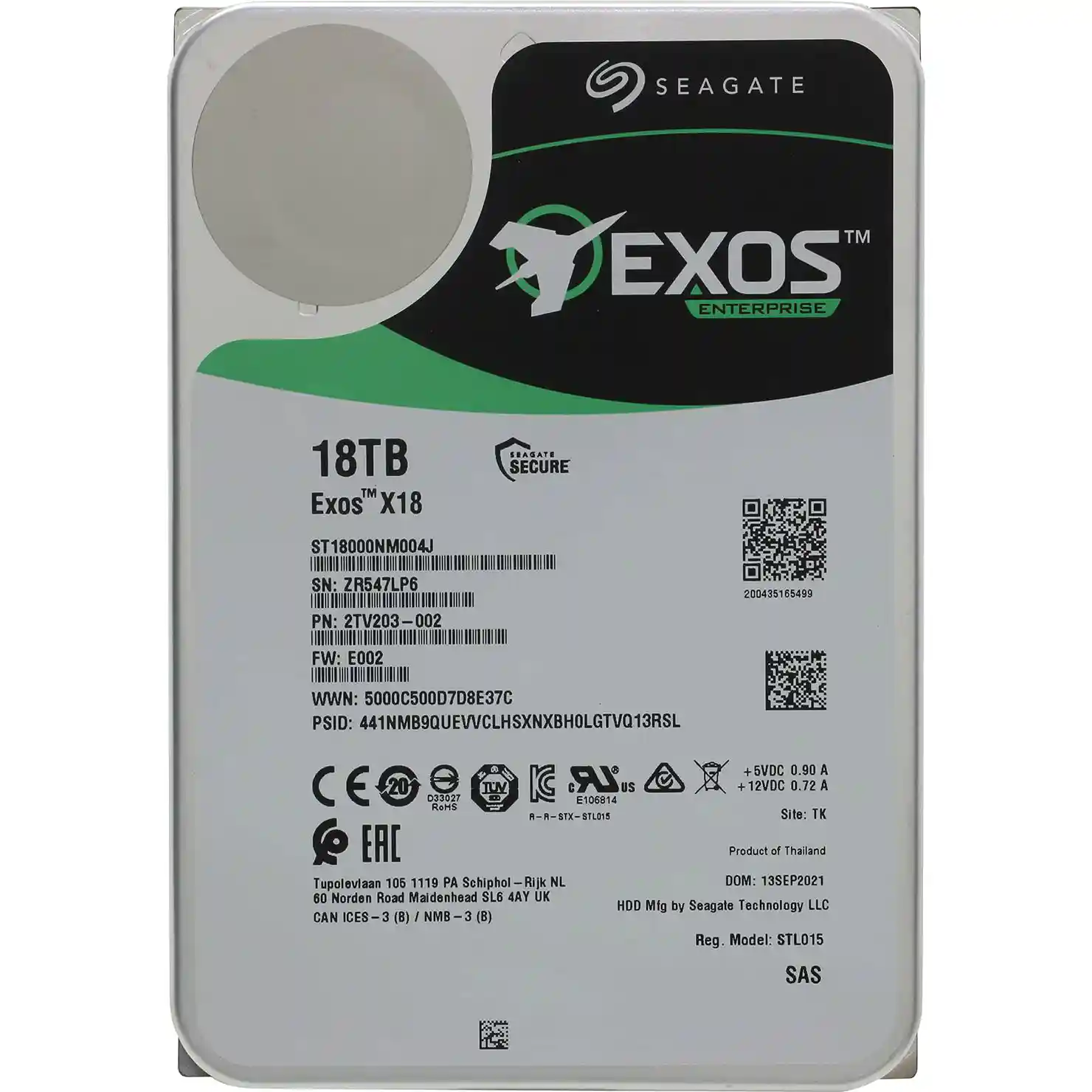 Внутренний HDD диск SEAGATE Exos X18 18TB, SAS, 3.5" (ST18000NM004J) Вид №1