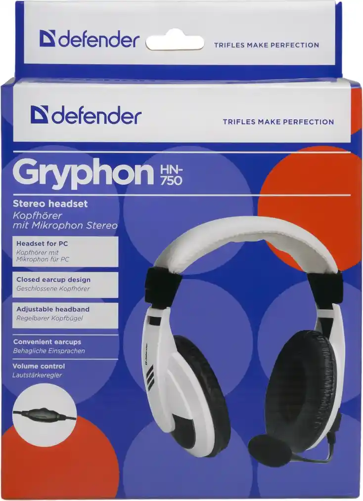 Гарнитура проводная DEFENDER Gryphon HN-750 White (63747)