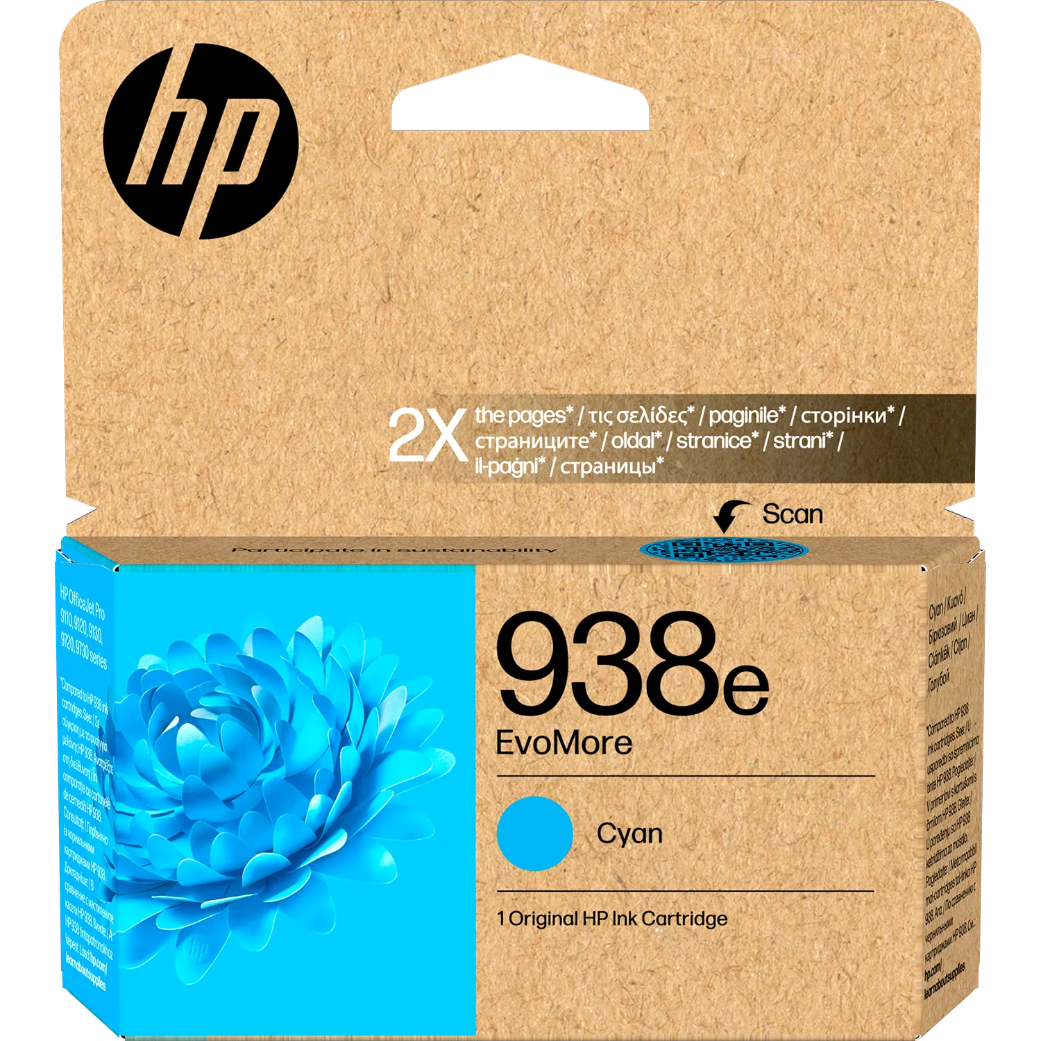 Картридж для струйного принтера HP 938E Cyan (4S6X9PE)